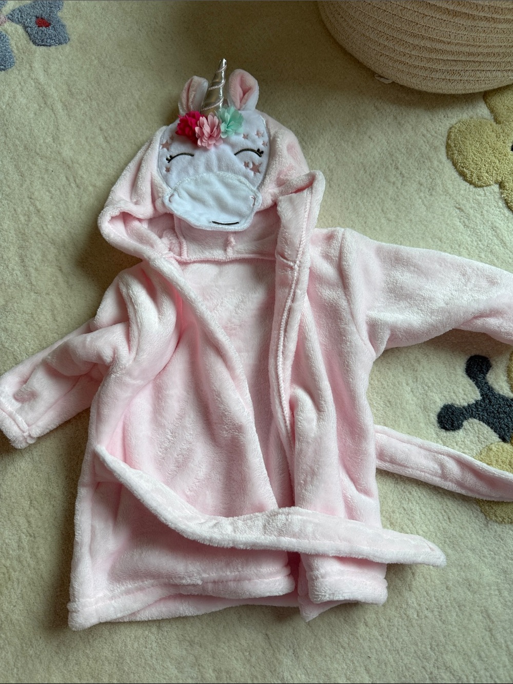 Unicorn Hooded Kids Pajama Robe - Pink